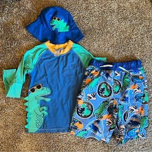 Gymboree Swim Set: Sun Hat, Rash guard and swim trunks size 8